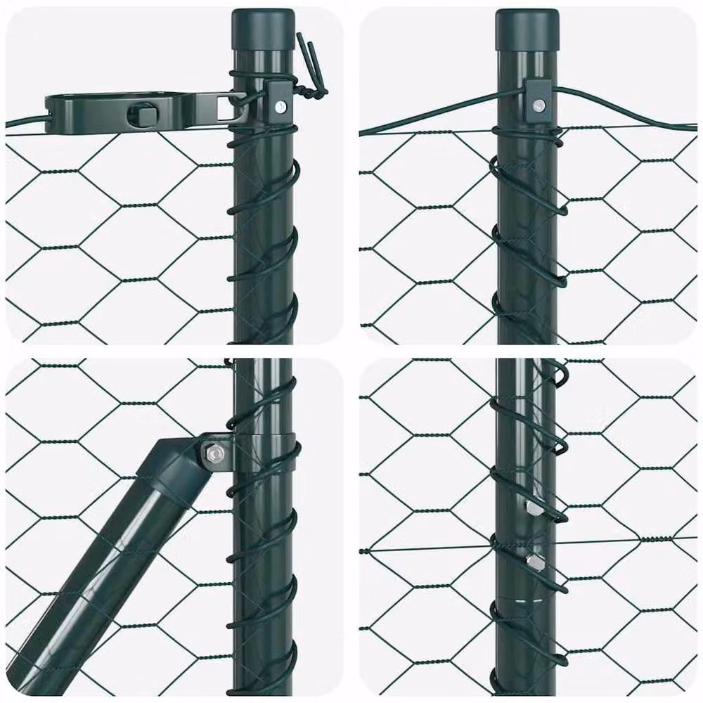 Berkfield Home Green Powder-Coated Steel Hexagon Fence, H: 160 cm x W: 100 m – 3