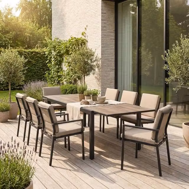 Sweekeek 8-Seater Extendable Modern Outdoor Table in Brown
