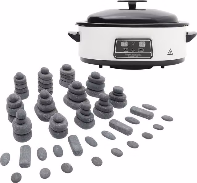 Livingandhome Digital Hot Stone Warmer and Stone Set, White