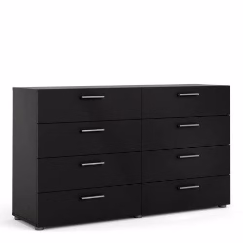Netfurniture Tele Wide Chest of 8 Drawers in Black