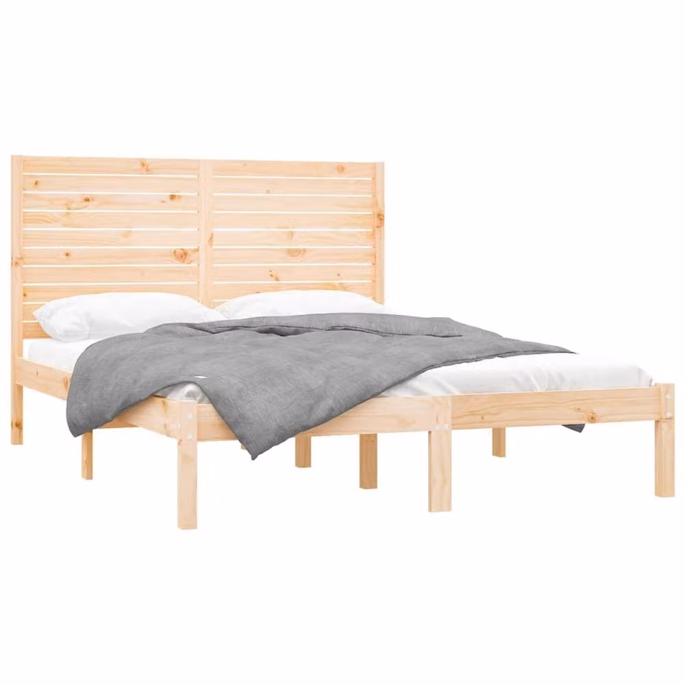 Berkfield Home Solid Wood Pine Bed Frame, Brown, W: 140 cm, L: 200 cm – 2