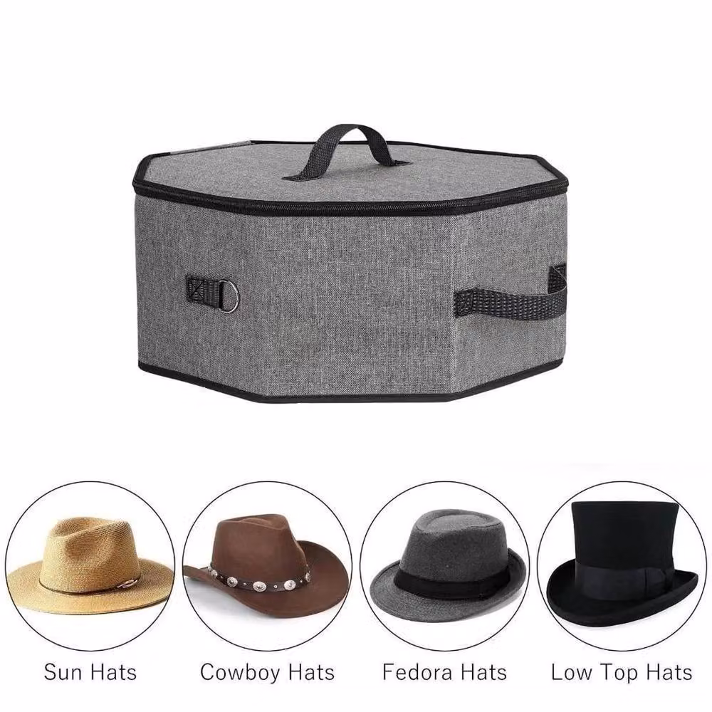 PAWNORA Large Grey Fabric Hat Storage Box – 2
