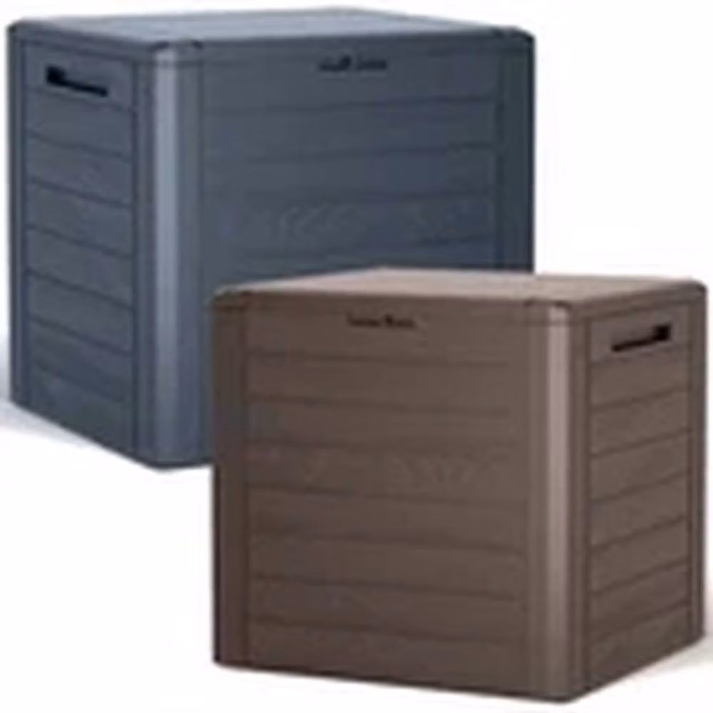 Hinsinc 140L Grey Plastic Tool Storage Box with Lid and Wood Design – 1
