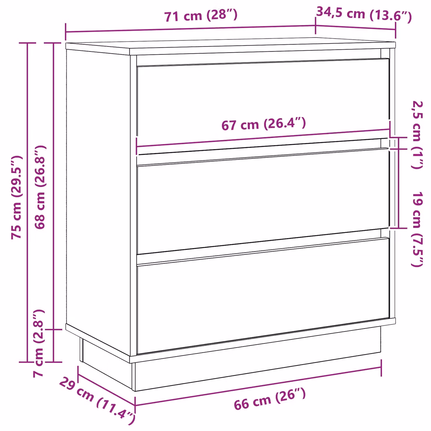 Berkfield Home Modern Black Oak Bedside Cabinet with Integrated LED Lighting, W/D/H: 34.5 x 30 x 75 cm – 7
