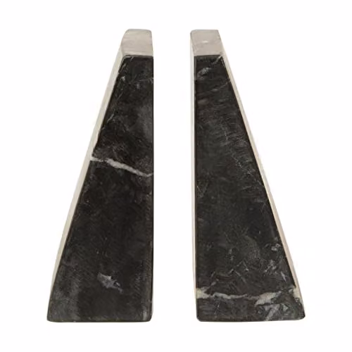 Premier Housewares Black Marble Abstract Bookends Set of 2, W/D/H: 11 x 6 x 16 cm – 2