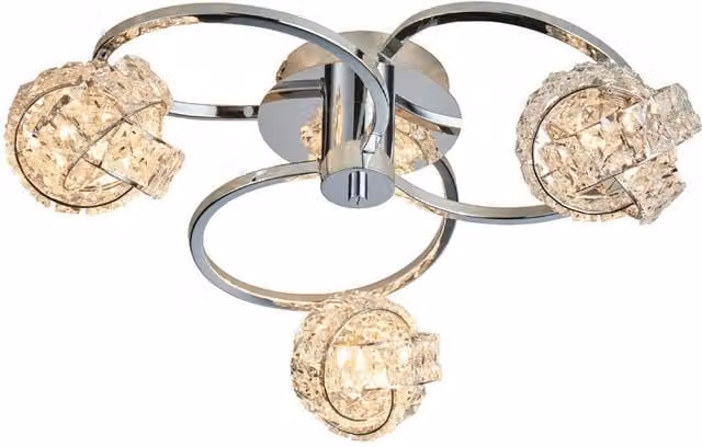 Loops Chrome and Crystal 3-Lamp Semi Flush Ceiling Light – 1