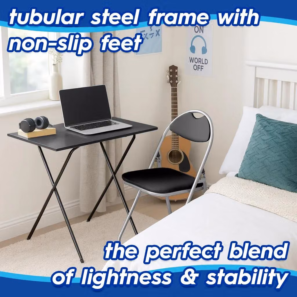 Harbour Housewares Wooden Folding Desk and Chair Set in Black – 6