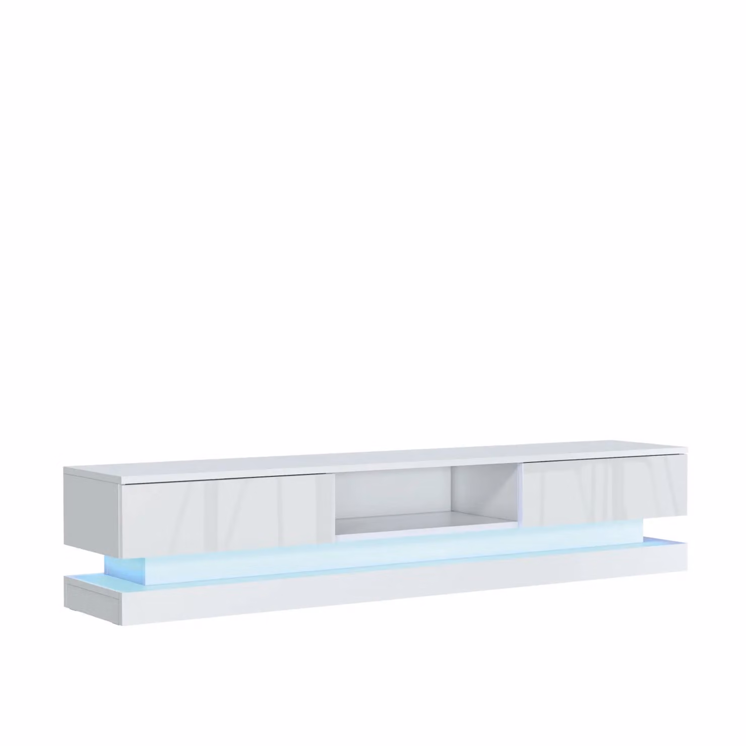 Mex Furniture LTD Modern White Gloss TV Unit with LED Lighting, W: 180 cm, H: 36 cm, D: 35 cm – 2