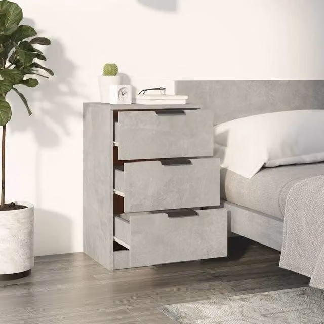Berkfield Home Modern Bedside Cabinet in Grey, W/D/H: 40 x 36 x 65 cm