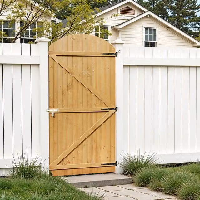 Darphe Arched Top Wooden Garden Gate with Ledged and Braced Frame in Brown, W: 90 cm, H: 180 cm