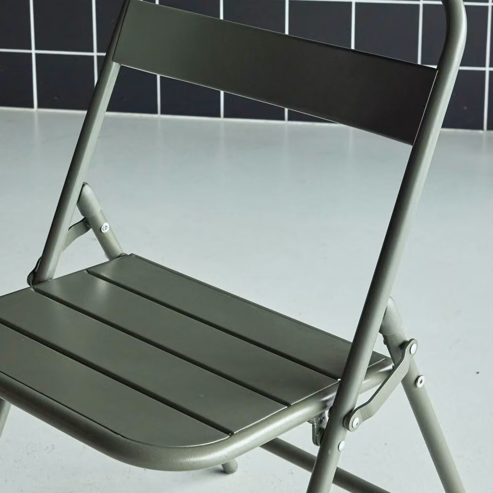sweeek Set of 4 folding steel garden chairs in Khaki – 3