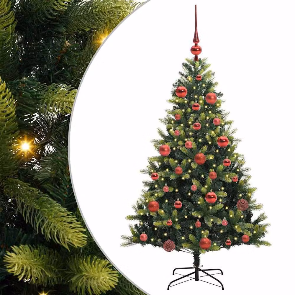 Berkfield Home Realistic Artificial Hinged Christmas Tree with 150 LEDs, Green, Height: 150 cm – 3
