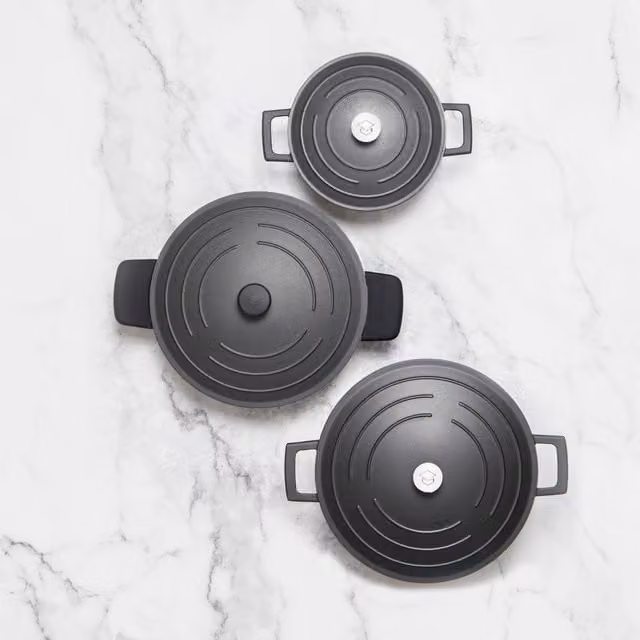 MasterClass 3-Piece Silicone Handle Cover Set, Black (5L, 4L and 2.5L Dishes)