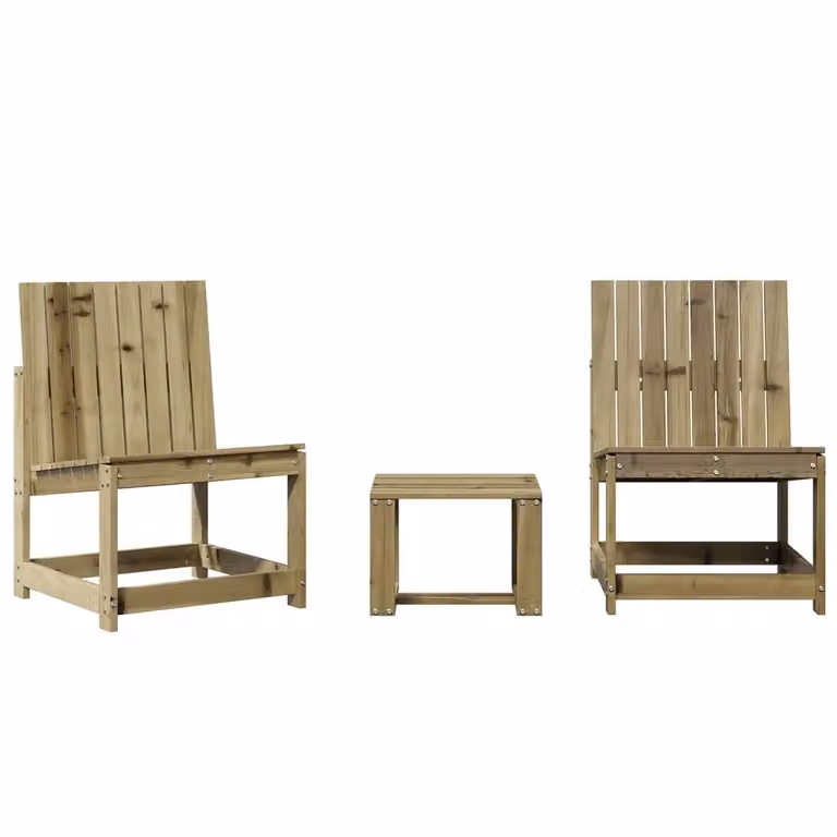 Berkfield Home 3 Piece Brown Pine Wood Garden Lounge Set