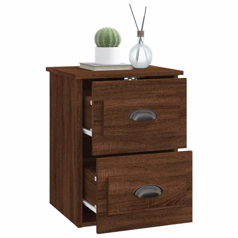 Berkfield Home Wall-mounted Bedside Cabinet, Brown Oak, W: 41.5 cm, D: 36 cm, H: 53 cm – 3