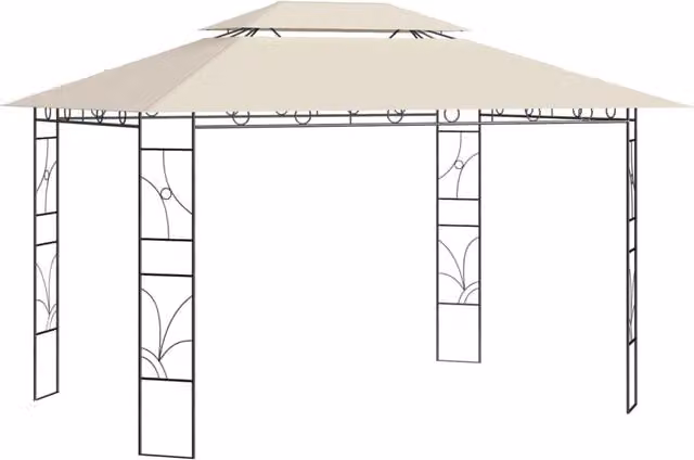 Berkfield Home Beige Garden Gazebo W: 400 cm, D: 300 cm, H: 270 cm