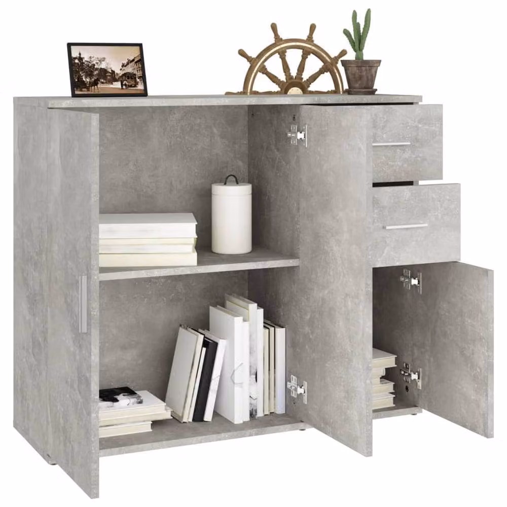 Berkfield Home Modern Abstract Sideboard in Concrete Grey, W/D/H: 91 x 29.5 x 75 cm – 2