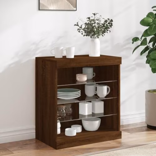 vidaXL Modern Sideboard with Integrated LED Lights in Brown Oak, W/D/H: 60.5 x 37 x 67 cm – 2