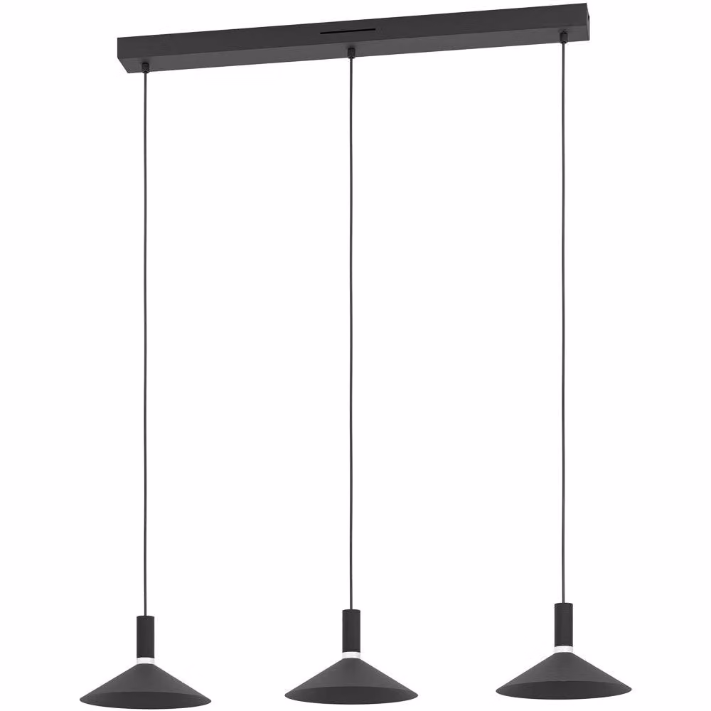 Loops Modern Black Metal Bar Pendant Light with LED Bulb Included – 2