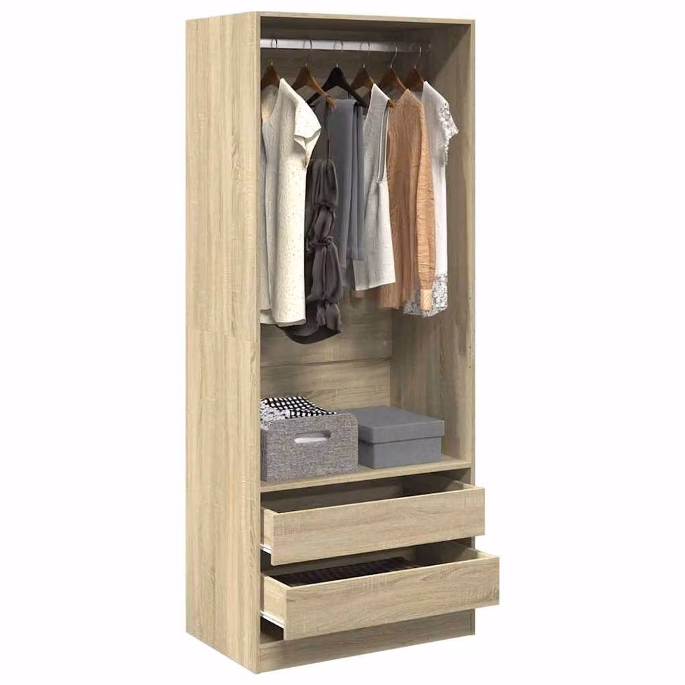 Berkfield Home Sonoma Oak Wardrobe in Brown, W/D/H: 80 x 50 x 200 cm – 2