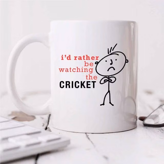 60 Second Makeover I'd Rather Be Watching The Cricket Ceramic Mug in White – 1