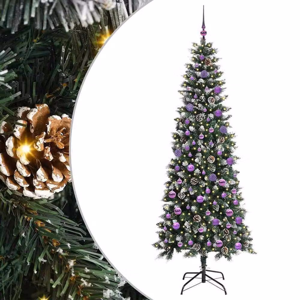 Berkfield Home Artificial Christmas Tree with 300 LEDs, Green, W/D/H: 86 x 86 x 210 cm – 2