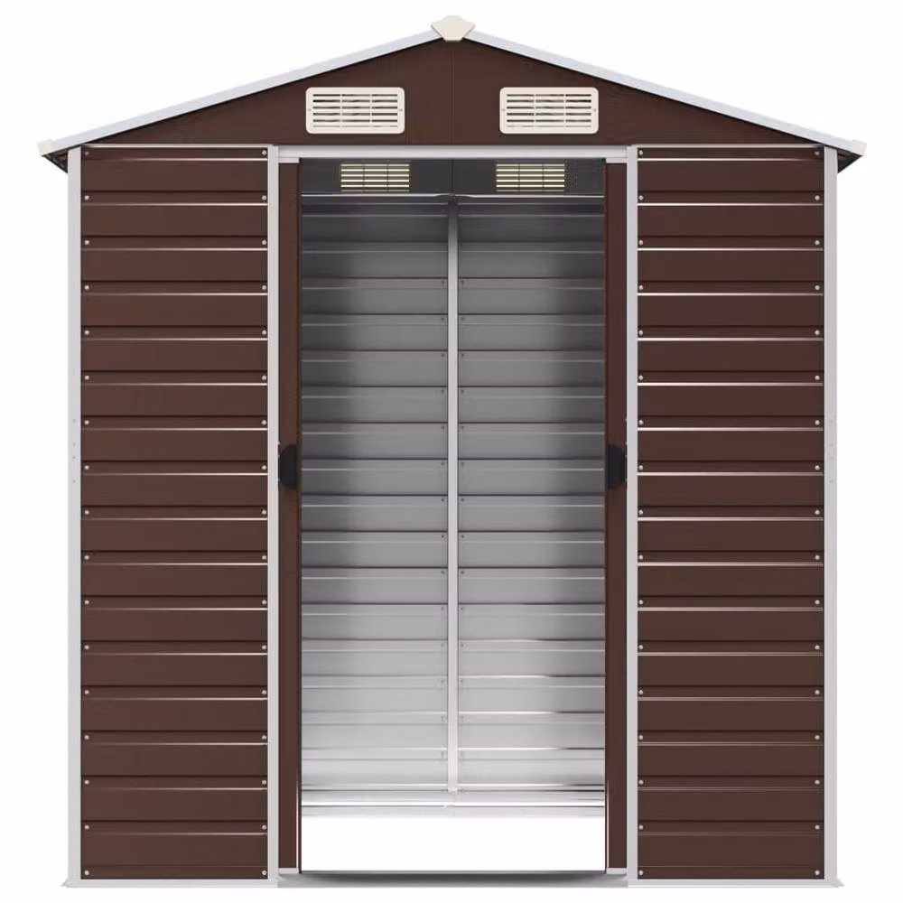 Berkfield Home Brown Galvanised Steel Garden Pent Shed W/D/H: 191 x 130 x 198 cm – 3