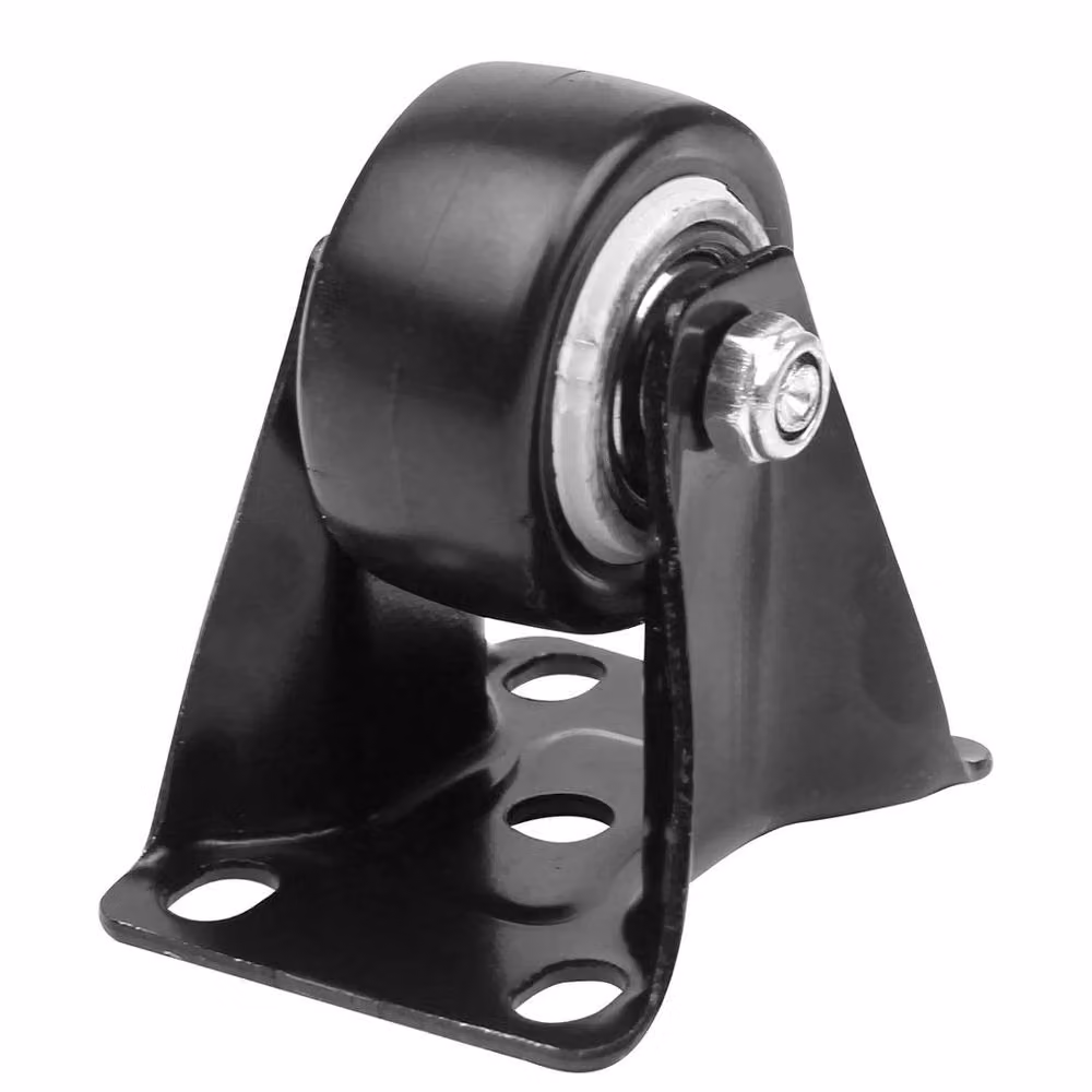 Havendro 4-Piece Set of Heavy Duty Silent Rubber Fixed Caster Wheels in Black with Steel Plate, 40mm – 3