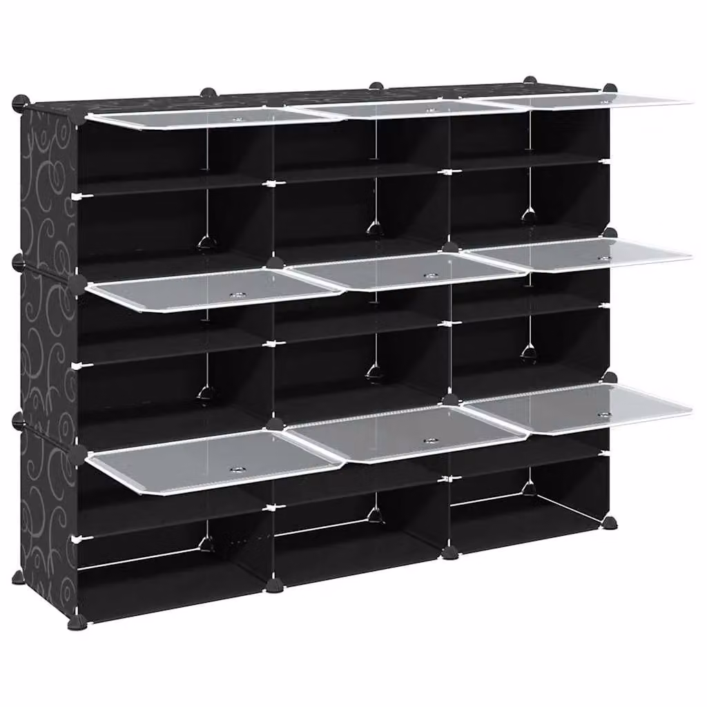 Berkfield Home 9 Cube Storage Organiser with Doors in Black Matt Plastic – 3