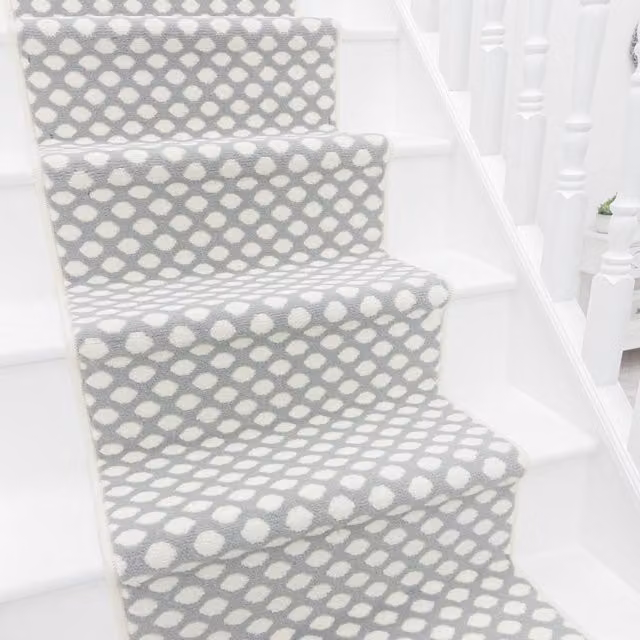 runrug Honeycomb Stair Runner Carpet in Grey, W: 60 cm, L: 450 cm