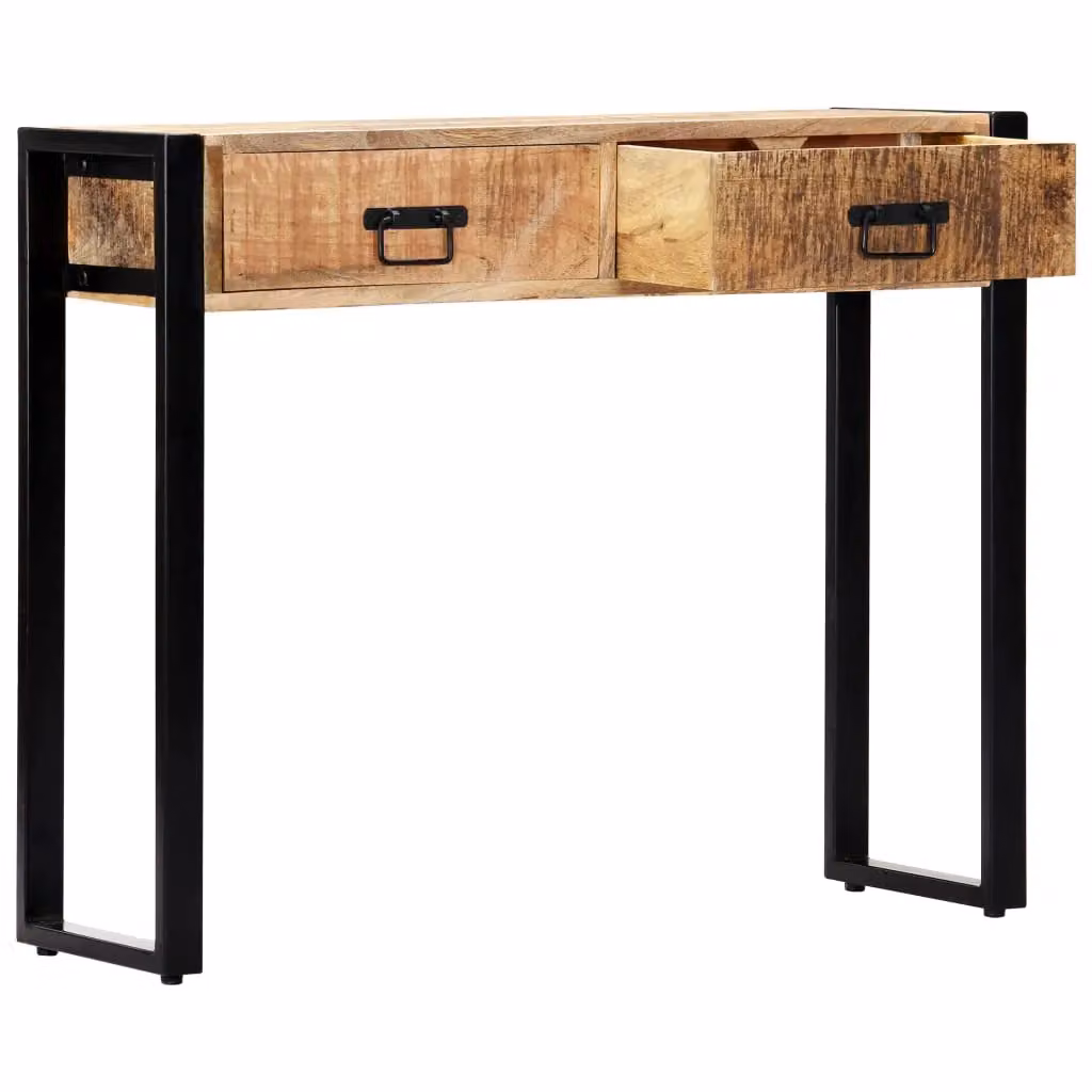 Berkfield Home Rustic Solid Mango Wood Console Table, Brown, W/D/H: 90 x 30 x 75 cm – 2