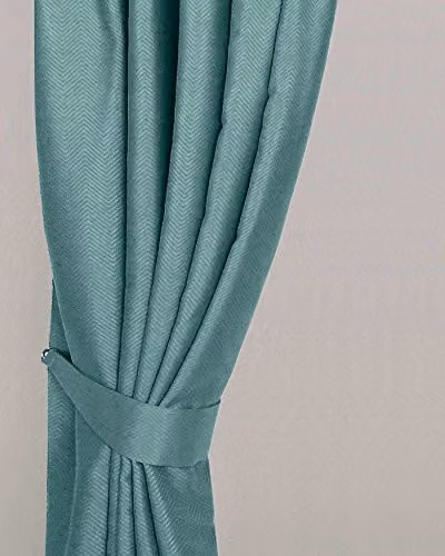 Homescapes Herringbone Curtain Tie Back Pair in Blue – 2