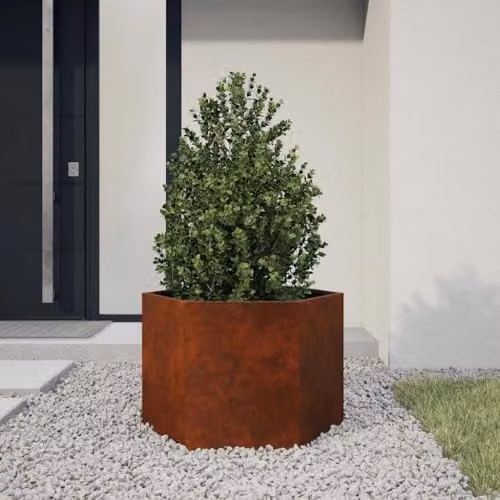 vidaXL Rusty Corten Steel Planter Tub, Brown, W: 60 cm, D: 60 cm, H: 45 cm – 2