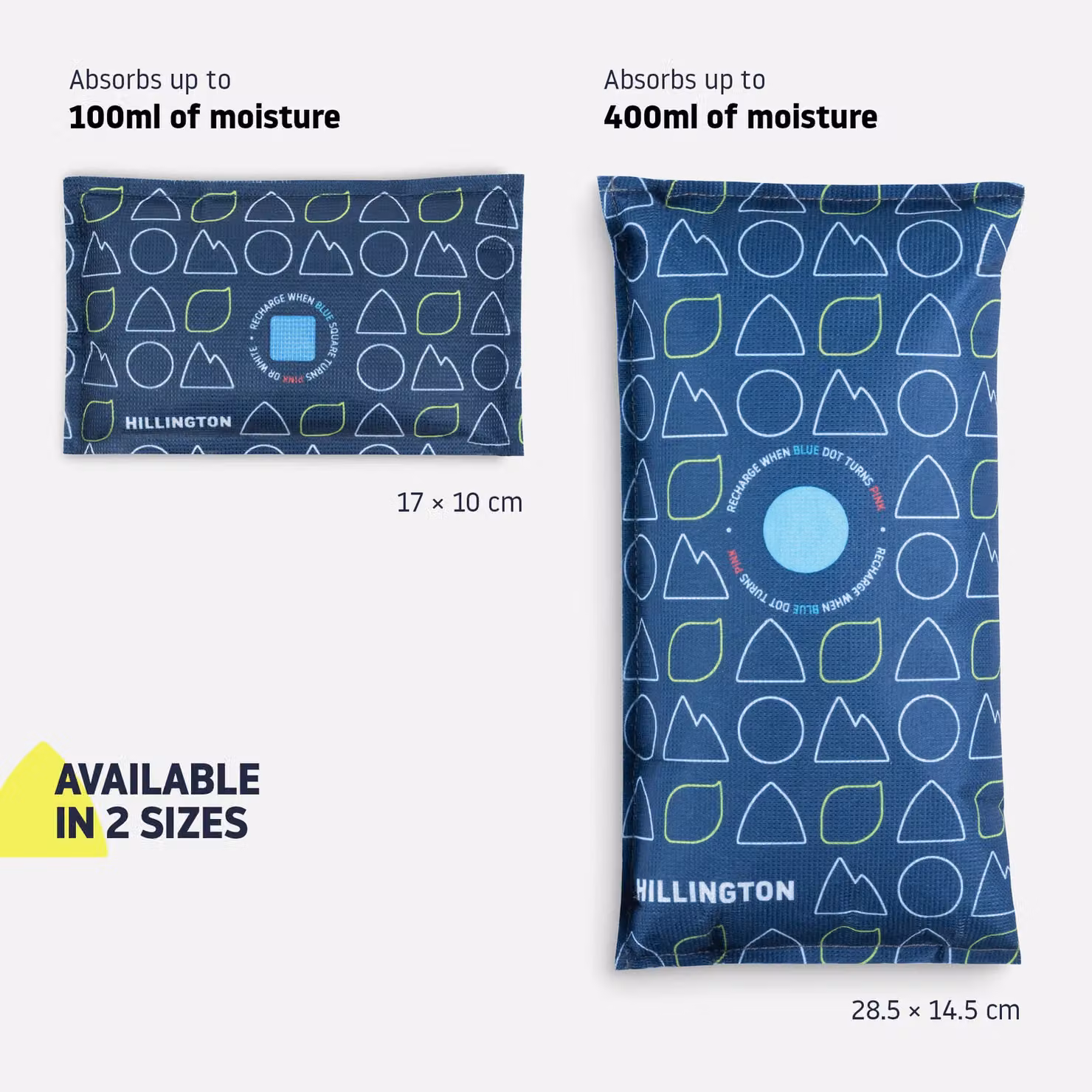 Hillington Reusable Car Dehumidifier Bags, 2-Pack Blue Moisture Absorbers – 9