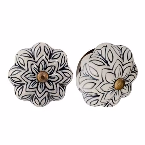 Nicola Spring Black Ceramic Cabinet Knobs, Pack of 24