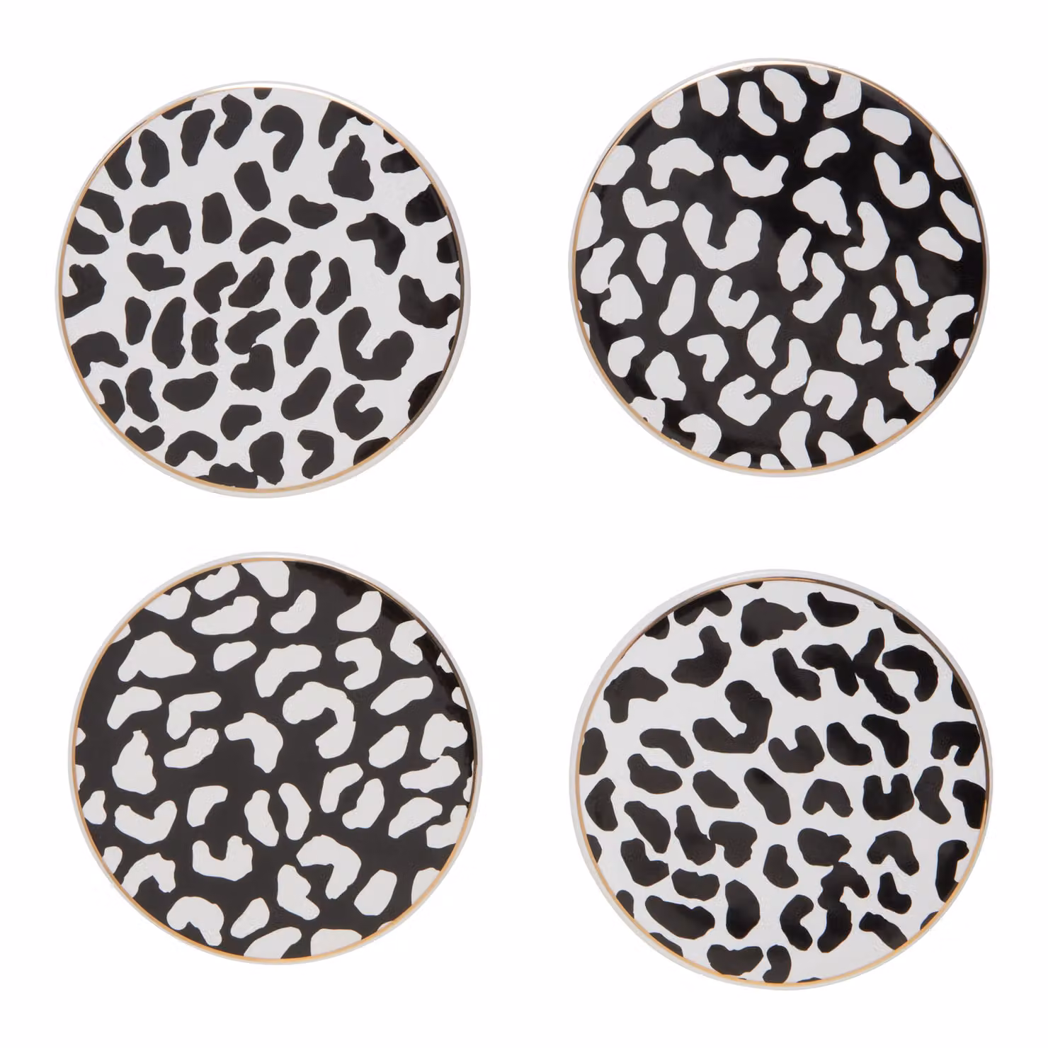 Orsina Set of Four Minimalist Square Coasters in Black with Gold Accents – 2