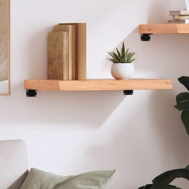 Berkfield Home Rustic Oak Wall Shelf, Brown, W: 60 cm, D: 30 cm, H: 2-6 cm