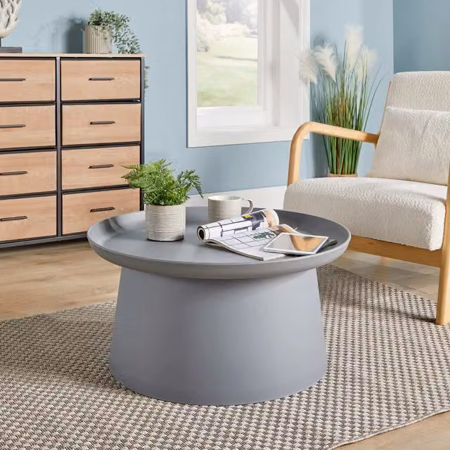 Home Source Christian Circular Table in Grey, Diameter: 70 cm