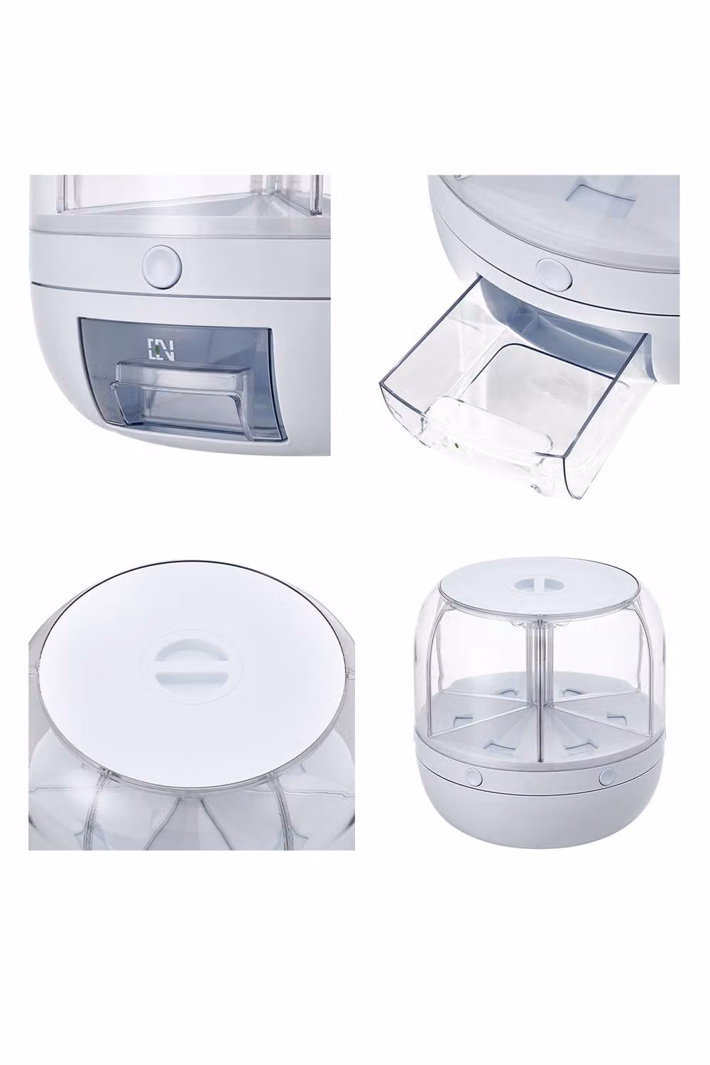 ExtraStar Rotating 6-Compartment Airtight Grain Food Container in White – 3