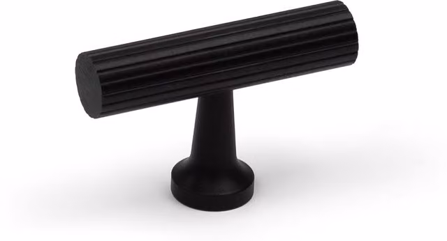 Handle & Home Matt Black Reeded Aluminium Bar Cabinet Handle, 50mm