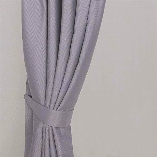 Homescapes Grey Herringbone Curtain Tie Back Pair – 2