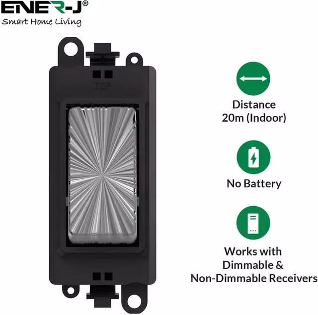 Ener - J Wireless Kinetic Grid Switch in Satin Chrome and Black