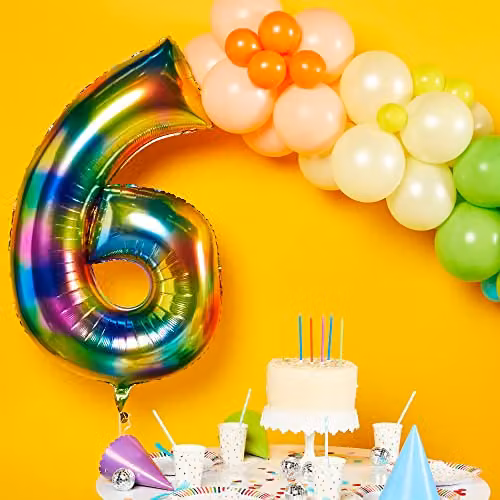 AMS Large Number 6 Hanging Rainbow Decoration in Multicolour for Birthdays and Anniversaries – 2