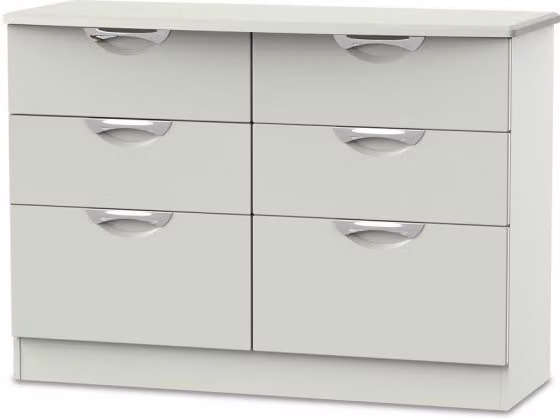 ASC Corsica 6 Drawer Midi Chest of Drawers in White and Silver