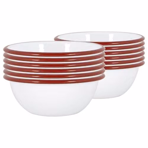 Argon Tableware Enamel Pasta Bowls, Pack of 12, Red, White and Blue, Diameter: 16 cm – 1
