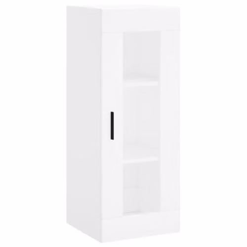 vidaXL Wall Mounted Cabinet with Glass Doors, White, W/D/H: 34.5 x 34 x 90 cm