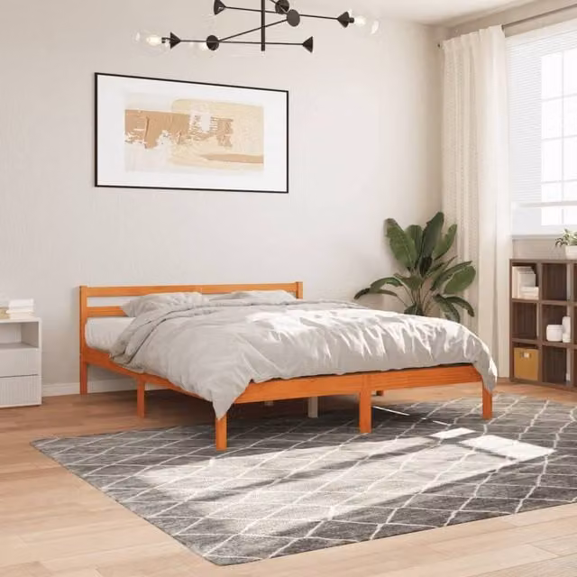 Berkfield Home Super King Solid Wood Pine Bed Frame in Wax Brown, W/D/H: 180 x 200 cm – 1