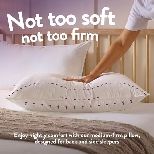 Slumberdown 4 Pack Medium Support Duck Feather Pillows in White, W: 74 cm, H: 48 cm – 2