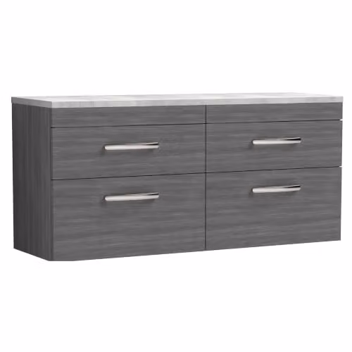 Balterley Anthracite Wall Hung Bathroom Vanity Unit with Black Galaxy Granite Worktop, W/D/H: 120 x 39 x 56 cm – 3