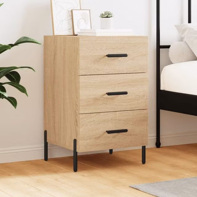 Berkfield Home Bedside Cabinet in Sonoma Oak Brown, W/D/H: 40 x 40 x 66 cm – 1